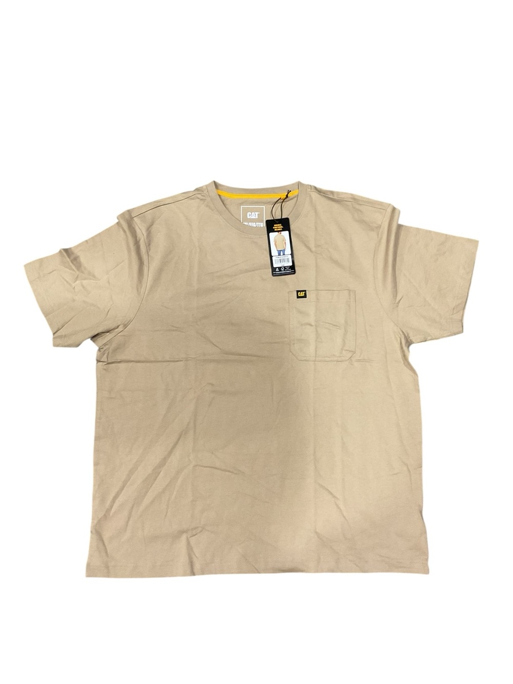 CAT Caterpillar Mens Tan Short Sleeve Pocket T-Shirt XXL NWT 1858031